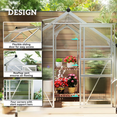 Outsunny 6 x 6ft Polycarbonate Greenhouse - Clear 