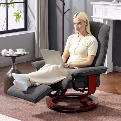 HOMCOM Reclining Swivel Chair, with Footrest - Grey