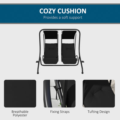 Outsunny Two-Seat Garden Swing Chair, with Protective Canopy - Black 