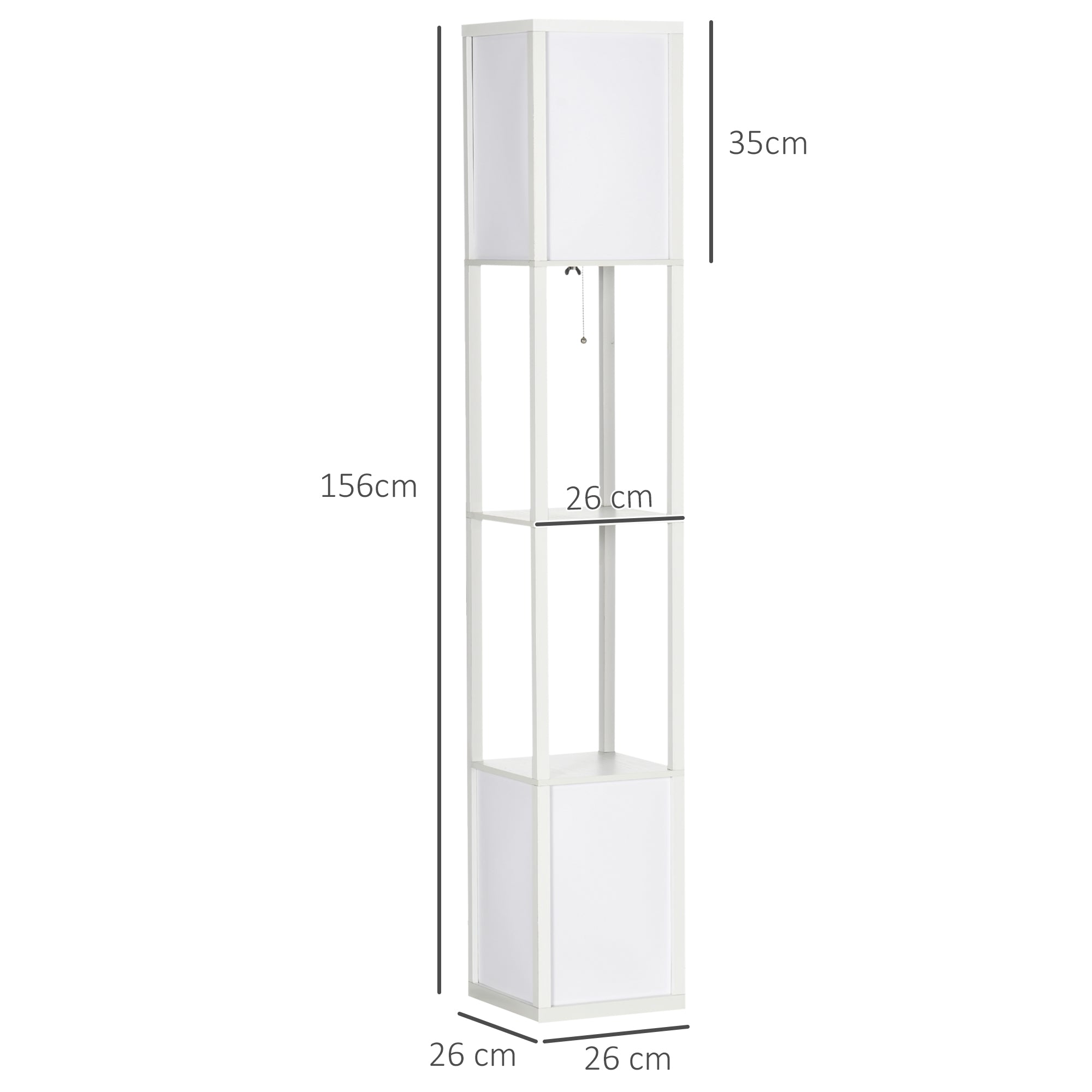 HOMCOM 156cm Floor Lamp Shelving Unit - White 