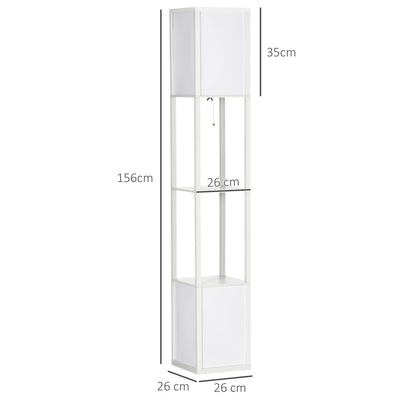 HOMCOM 156cm Floor Lamp Shelving Unit - White 