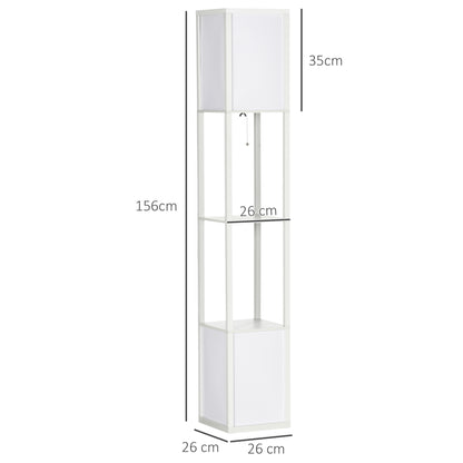 HOMCOM 156cm Floor Lamp Shelving Unit - White 