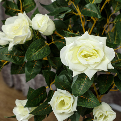 Outsunny Set of Two Faux Rose Trees - White 