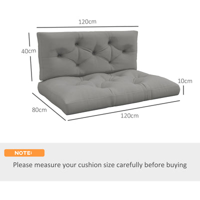 Outsunny 2 Seater Pallet Seat Cushions Back Pillows Replacement, Patio Chair Cushions Set for Indoor Outdoor, Light Grey 