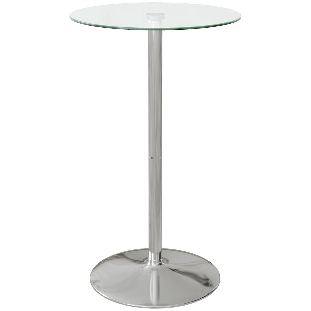 HOMCOM High Top Bar Table, Round Kitchen Table with Tempered Glass Top and Steel Base, Bistro Table for 2 People, Clear 