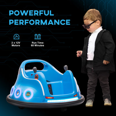 AIYAPLAY Angry Bird Licensed Waltzer Car, 12V Kids Bumper Car w/ Joysticks, Remote, Music LED Lights - Blue 