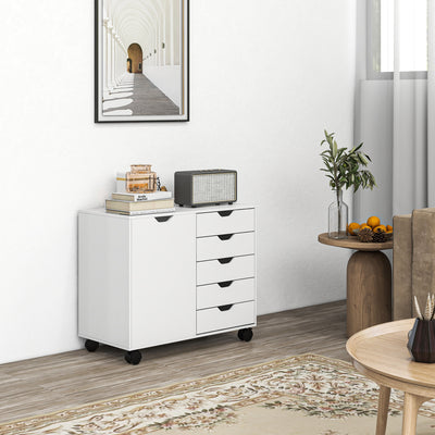 HOMCOM Multi-Storage Mobile Office Storage Cabinet - White 