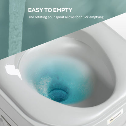 Outsunny Portable Toilet for Adults, 22L Camping Toilet with Seat, Lid and Anti-Leak Handle Pump, Outdoor Travel Toilet with Detachable Tanks for Camping, Boating, Hiking, Travel, RV, Grey 