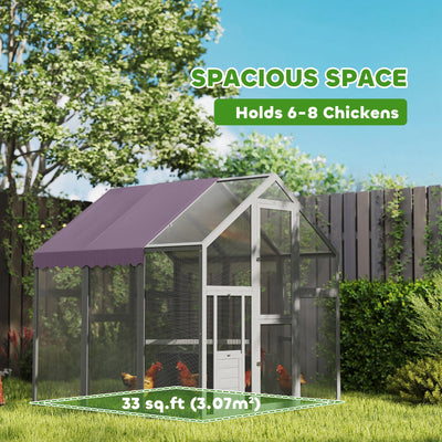 PawHut Large Walk In Chicken Run with Waterproof & Anti-UV Cover, for 6-8 Chickens, for Garden, Farm, 5.5' x 6' x 6' 