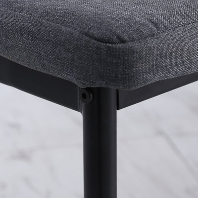 HOMCOM High Back Dining Chairs Modern Upholstered Linen-Touch Fabric Accent Chairs with Metal Legs for Kitchen, Set of 4, Grey 