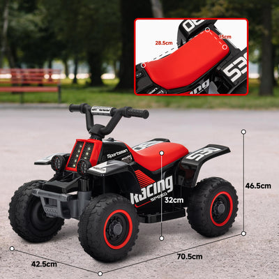 AIYAPLAY 6V Electric Quad Bike for Kids, Ride On ATV w/ Forward Backward, Headlights, for 18-36 Months, Black and Red 
