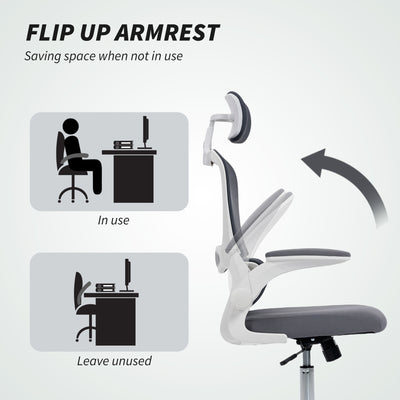 HOMCOM Mesh Back Office Chair, with Lumbar Support - Charcoal Grey