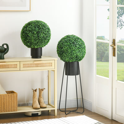HOMCOM Set of Two Artificial Boxwood Balls Plants - Green 