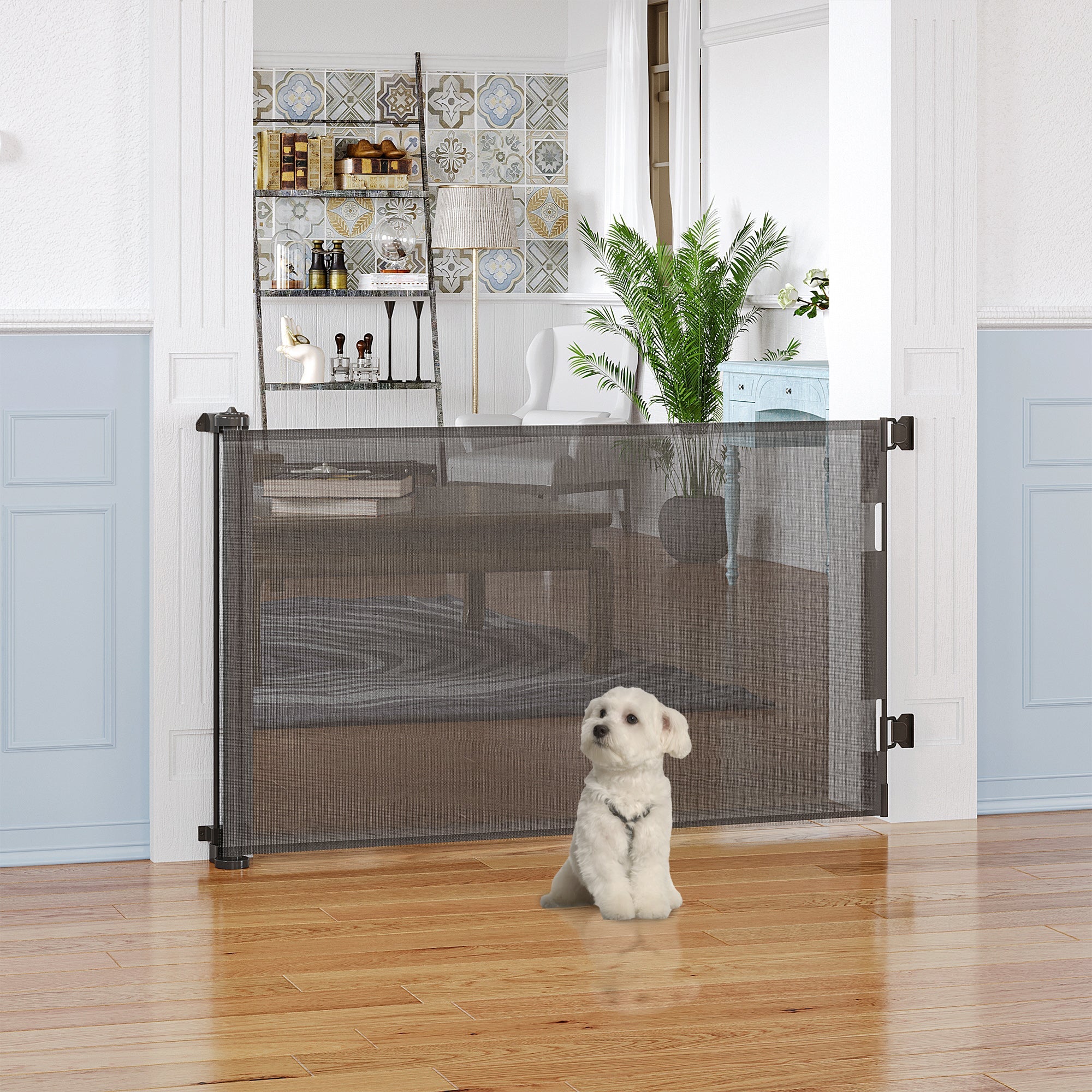 PawHut Foldable Pet Gate, for Stairs, Doorways, Corridors - Grey 
