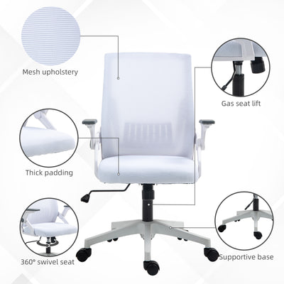 Vinsetto Office Chair, with Lumbar Support - White 