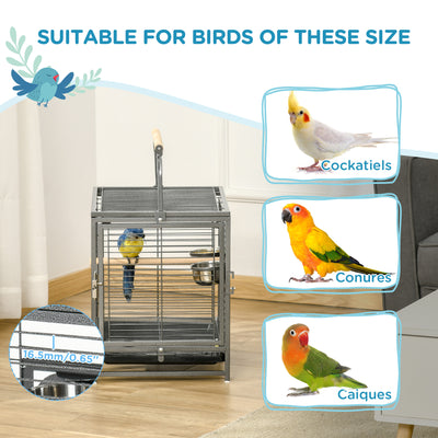 PawHut Parrot Cage, Travel Carry Pet Bird Cage, with Metal Handle 