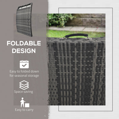 Outsunny Rattan Folding Sun Lounger Outdoor Chair with Cushion and Pillow Grey 