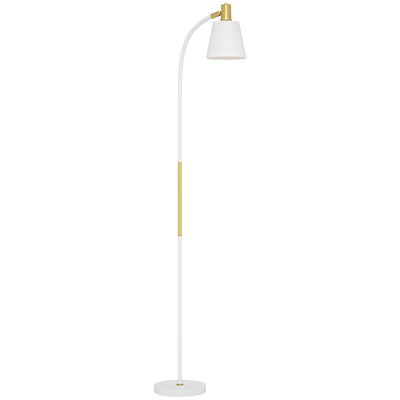 HOMCOM Floor Lamp for Living Room, Spotlight Reading Standing Lamp with Adjustable Height, Rocker on/off Switch, Indoor Task Lighting for Bedroom, Office,  White (Bulb not Included) 