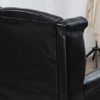HOMCOM Wingback Accent Chair Tufted Chesterfield-style Armchair with Nail Head Trim for Living Room Bedroom Black 