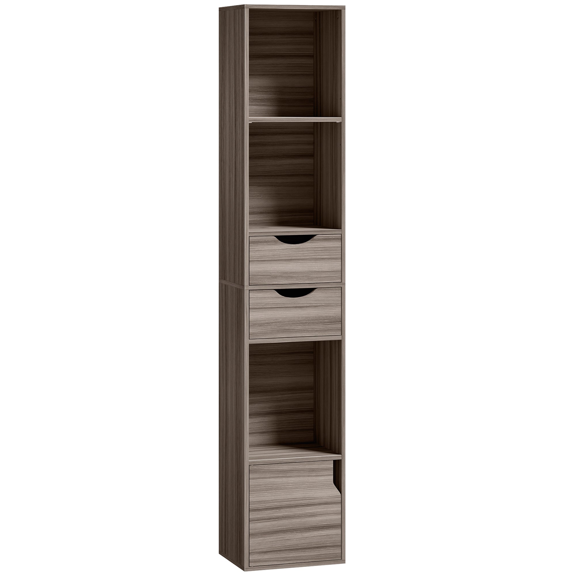 HOMCOM Bookcase with Drawers Adjustable Shelf Bookshelf with 2 Drawers and Cabinet 158 cm Grey 