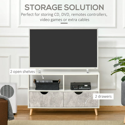 HOMCOM TV Stand Cabinet for TVs up to 42", Modern TV Unit with Shelf, Drawers and Storage Cabinet, Entertainment Center for Living Room, Grey 
