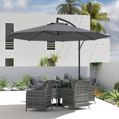 Outsunny 3 m Overhanging Cantilever Parasol, with Cross Base - Grey 