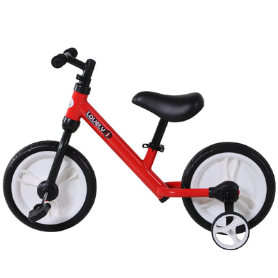 HOMCOM 11 Inch Kids Balance Bike Training Pedal Bicycle W/ Removable Stabilizers EVA Tyres Adjustable Seat Height 2 to 5 Years Gift for Boys Girls Red 