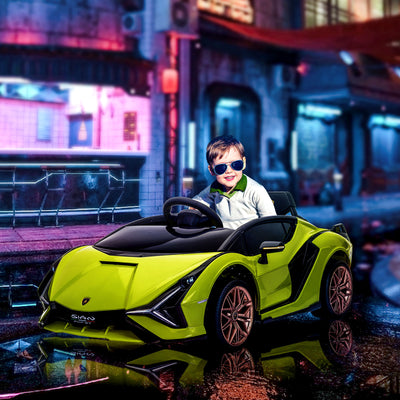 HOMCOM Lamborghini Sian Licensed 12V Kids Electric Ride On Car 2 Motors Toy Car with Remote Control Music Lights MP3 for 3-5 Years Green 