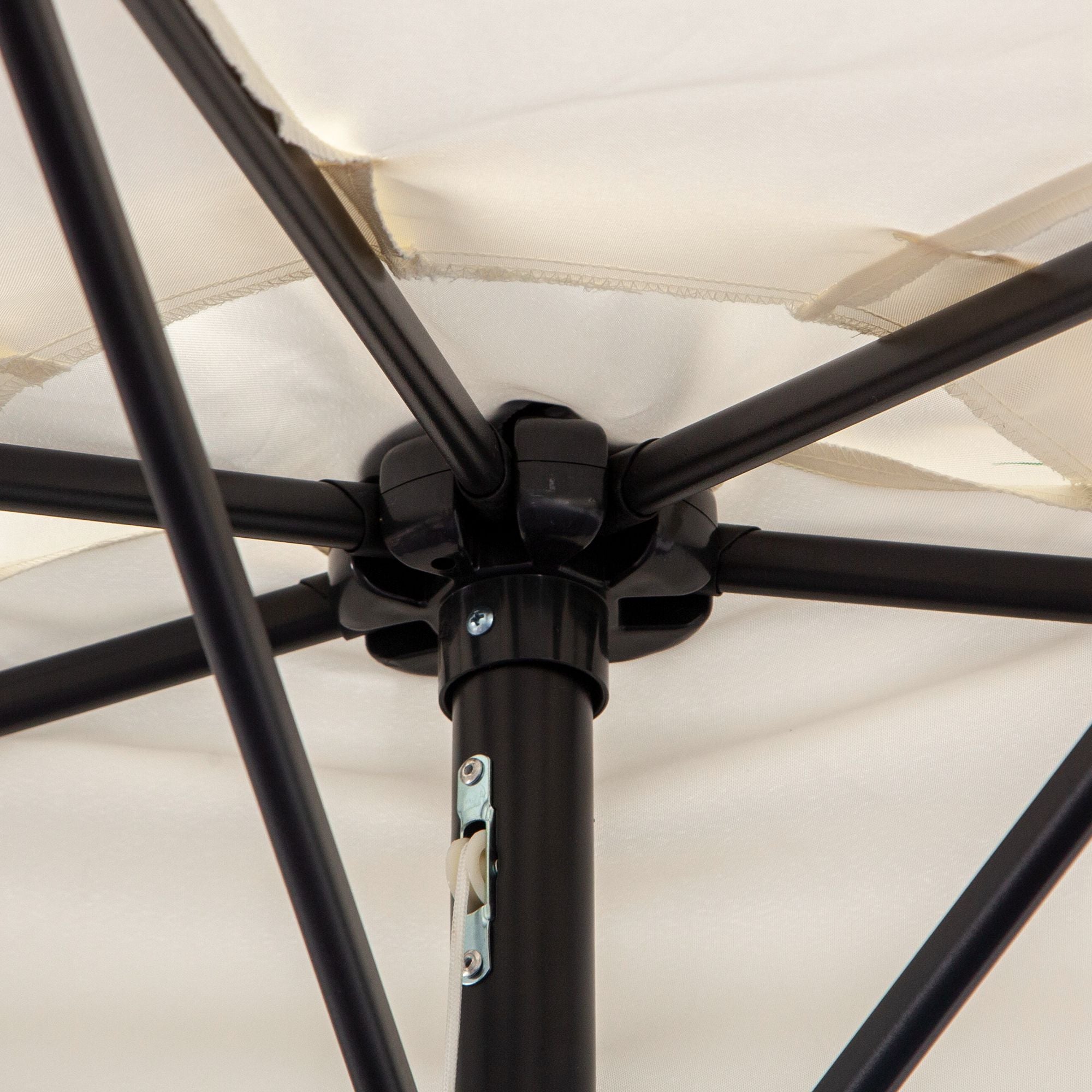 Outsunny 3(m) Half Parasol, Semi Round Umbrella with Metal Frame, Crank Handle for Balcony, Garden, Cream White 