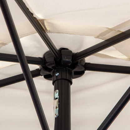 Outsunny 3(m) Half Parasol, Semi Round Umbrella with Metal Frame, Crank Handle for Balcony, Garden, Cream White 