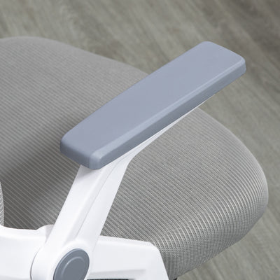 Vinsetto Mesh Office Chair, Desk Chair with Lumbar Support, Flip-up Armrest, Swivel Wheels, Adjustable Height, Grey 