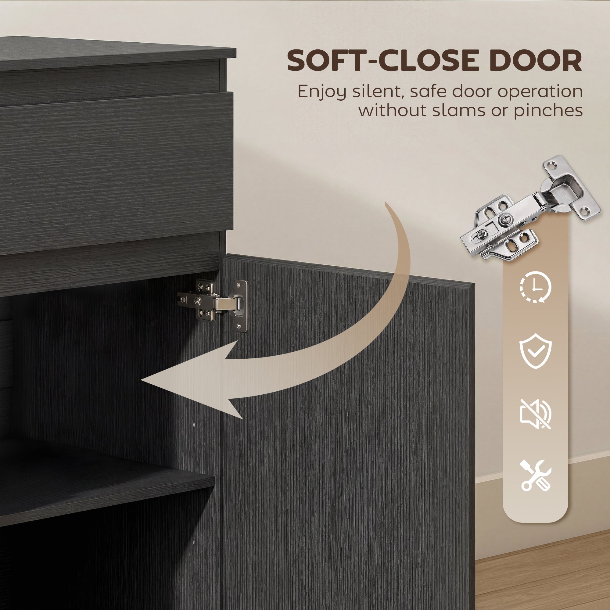 HOMCOM Modern Chest Of Drawers, 5 Drawer Dresser with Adjustable Shelf, Soft-Close Door, Black 