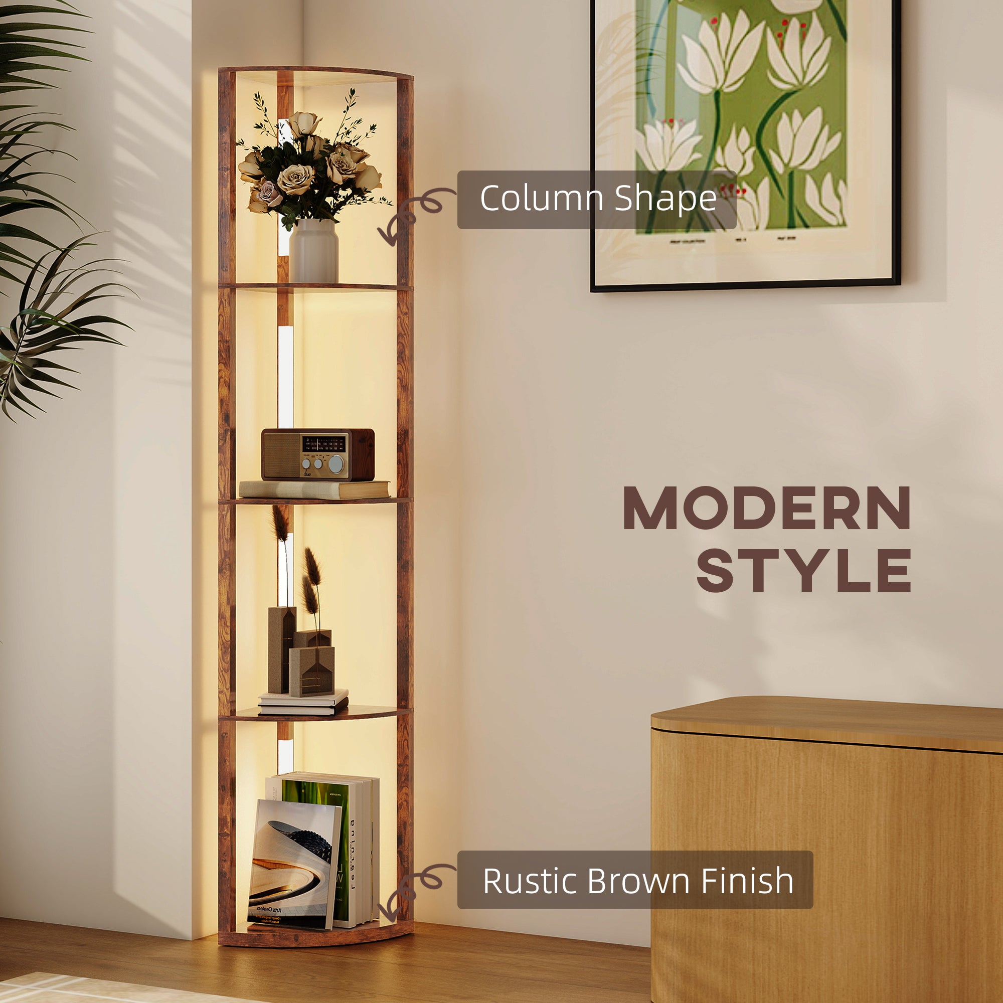 HOMCOM Three-Tier Corner Floor Lamp 