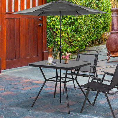 Outsunny Square Outdoor Table, Patio Bistro Coffee Table with Faux-marbled Top and 42mm Umbrella Hole for Garden 