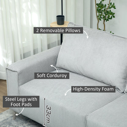 HOMCOM Three-Seater Corduroy - Light Grey 