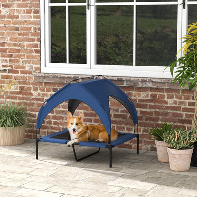 PawHut Cooling Raised Pet Bed w/ Washable Breathable Mesh, for Medium, Large Dogs, 91 x 76 x 89cm - Dark Blue 