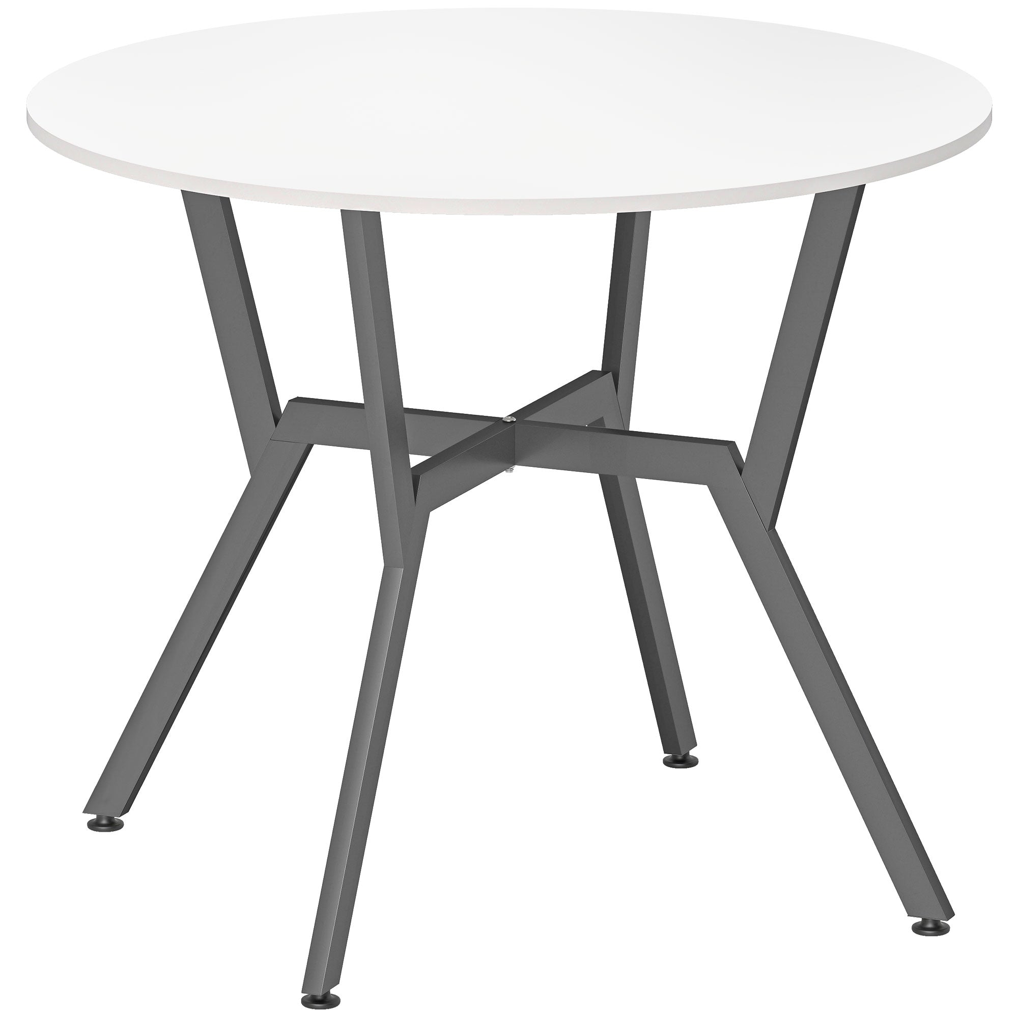 HOMCOM Dining Table, Round Kitchen Table with Black Legs for Living Room, Dining Room 90 x 76 cm, High Gloss White 
