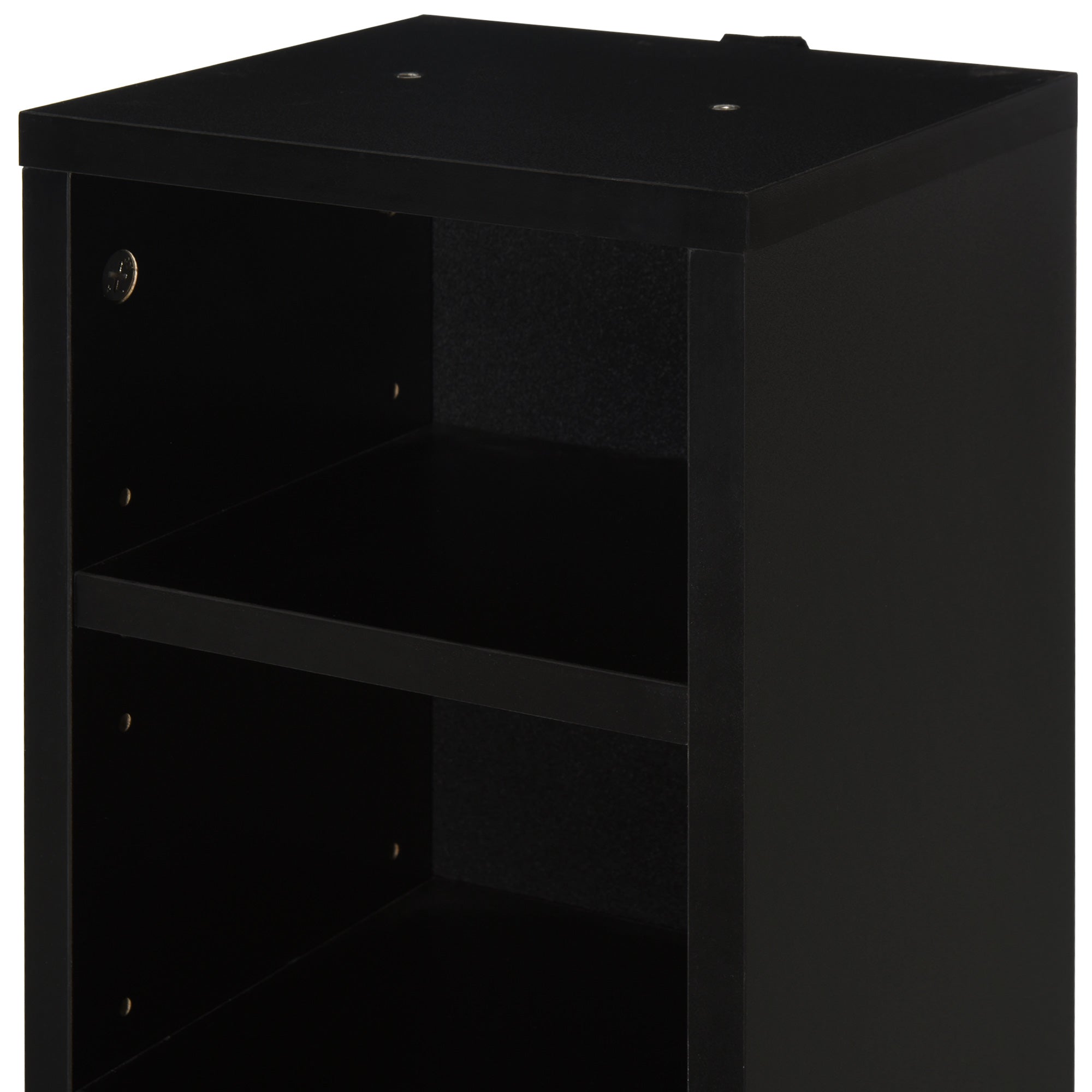HOMCOM 204 CD Media Display Shelf Unit Set of 2 Blu-Ray Tower Rack w/ Adjustable Shelves Bookcase Storage Organiser, Black 