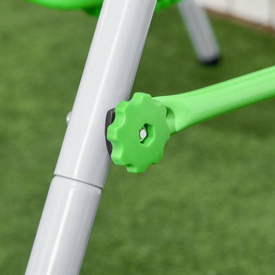 Outsunny Kids Swing, Steel Nursery Swing, with Seatbelt, High Support Back, Front Guard, for Ages 6-36 Months - Green 
