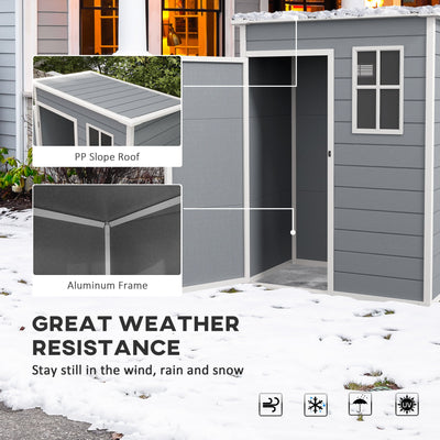 Outsunny 5' x 3' Garden Shed with Floor, Outdoor Storage Shed with Lockable Door, Window and Vent for Garden, Patio, Grey 