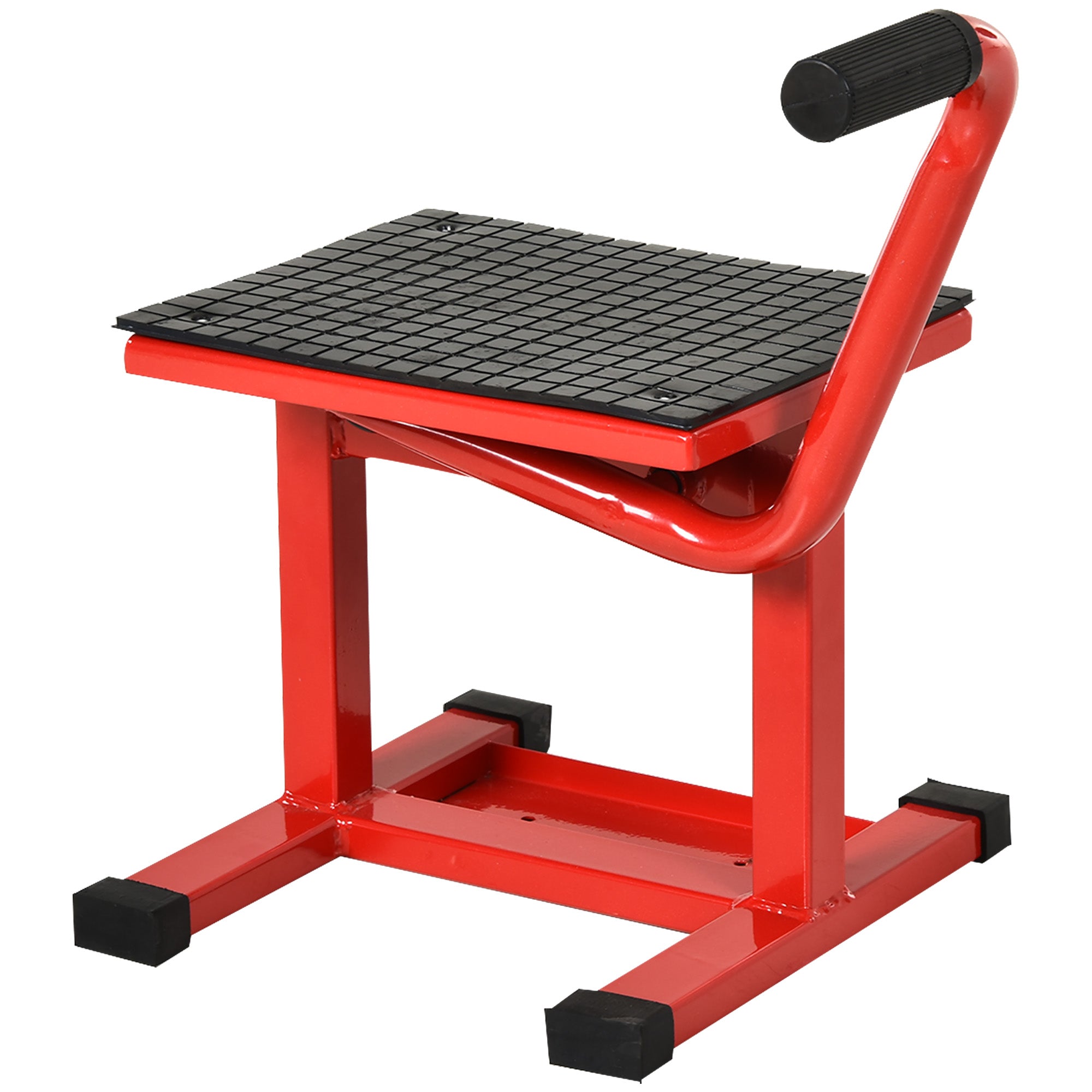 DURHAND 150KG Steel Motorbike Jack Lift Rubber Platform Crank Lift Manual Repair Clean Hoist Table Assist Off-Road Dirt Bike Stand Red 27.5/39.5 Hcm 