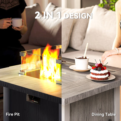 Outsunny 50,000 BTU Gas Fire Pit Table, with Cover - Dark Grey 