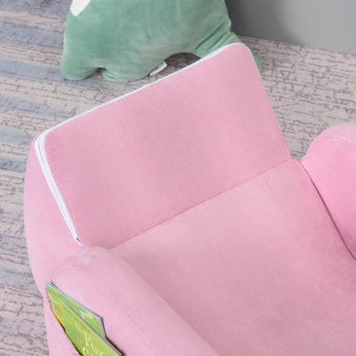 HOMCOM 2-in-1 Kids Armchair, Toddler Sofa Bed, with Wood Frame, for Bedroom, Playroom - Pink 