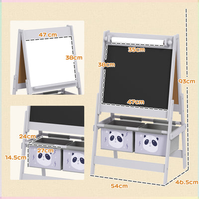 AIYAPLAY 3-In-1 Kids Easel with Paper Roll, Art Easel, with Storage - Grey 