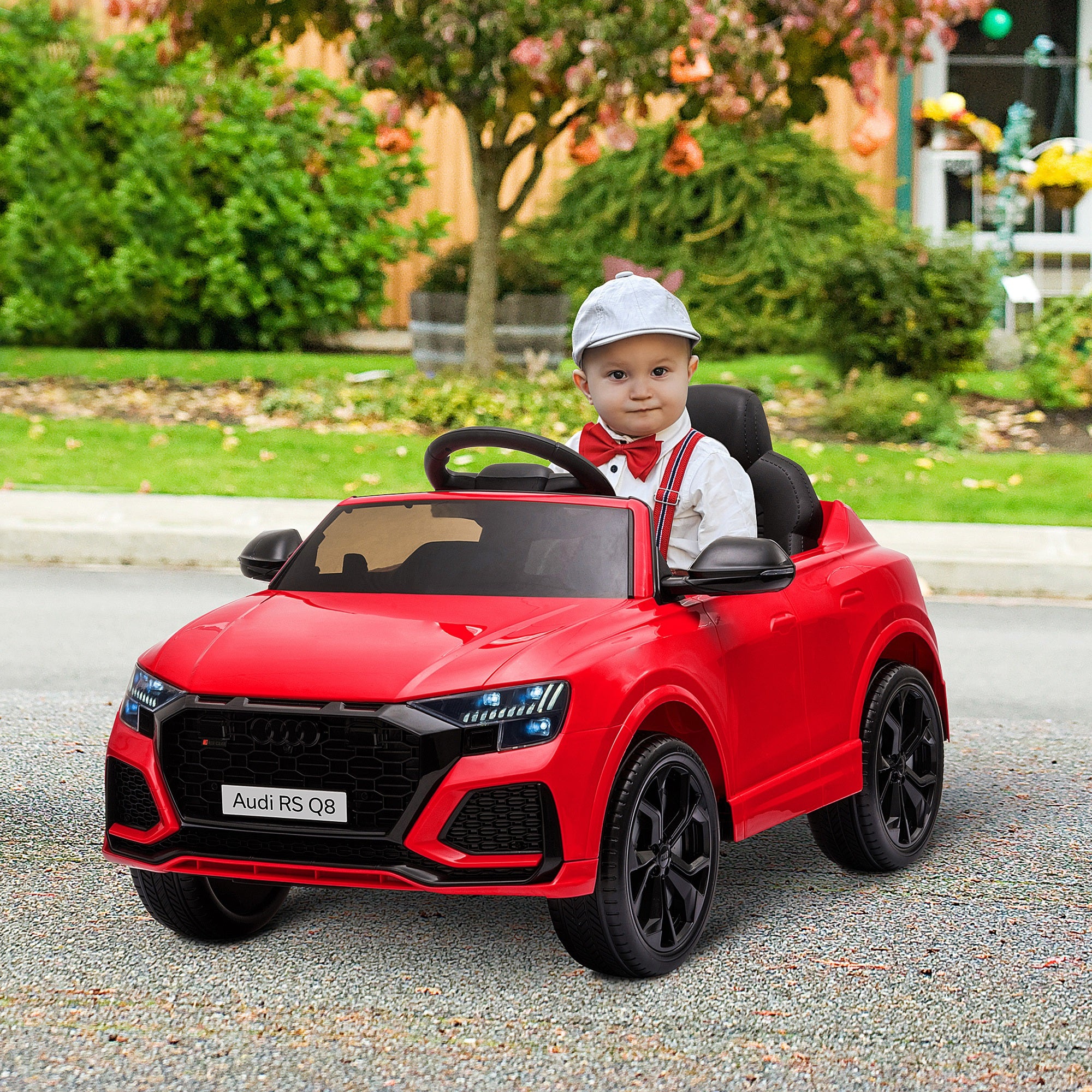 HOMCOM Audi RS Q8 Licensed Electric Car for Kids, 6V Kids' Electric Ride on with Remote Control, 7Ah Big Battery, Lights Bluetooth, Music USB MP3, for 3-5 Years Old, Red 