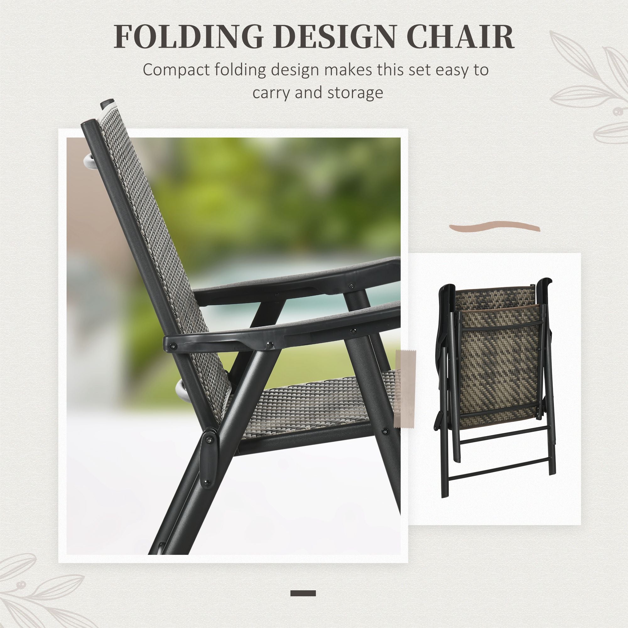 Outsunny 4 Seater Rattan Dining Set, Rattan Garden Furniture Set with Parasol Hole, Outdoor Dining Table and Chairs with 4 Armchairs, Round Glass Top Table for Patio, Balcony, Mixed Grey 