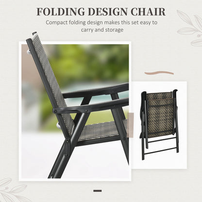 Outsunny 4 Seater Rattan Dining Set, Rattan Garden Furniture Set with Parasol Hole, Outdoor Dining Table and Chairs with 4 Armchairs, Round Glass Top Table for Patio, Balcony, Mixed Grey 