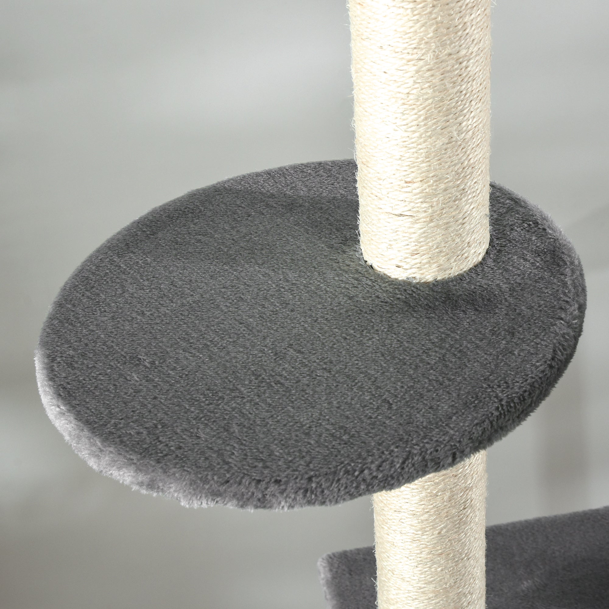PawHut 270cm Floor To Ceiling Cat Tree Cat House Scratching Post for Indoor Cats Hammock Hanging Ball Activity Center Grey 