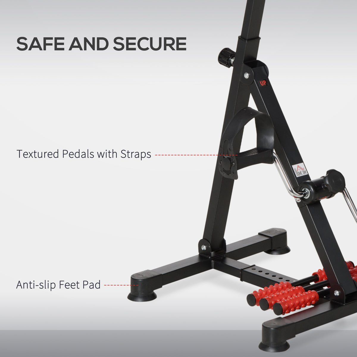 HOMCOM Portable Exercise Bike for Home Pedal Exerciser Height-adjustable 56L x 44- 56W x 75- 97H cm Black and Red 