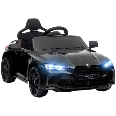 AIYAPLAY 12V BMW Licensed Kids Car, with Easy Transport, Remote Control, Suspension, Music, Horn, LED Lights, Black 